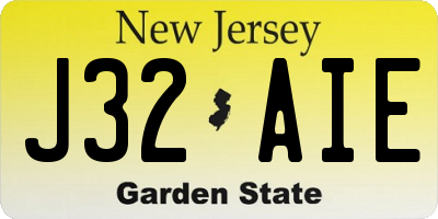 NJ license plate J32AIE