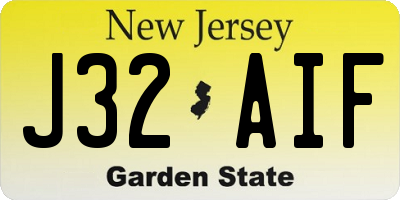NJ license plate J32AIF