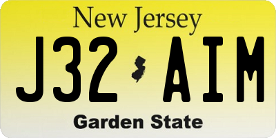 NJ license plate J32AIM