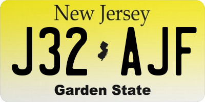 NJ license plate J32AJF