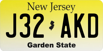 NJ license plate J32AKD