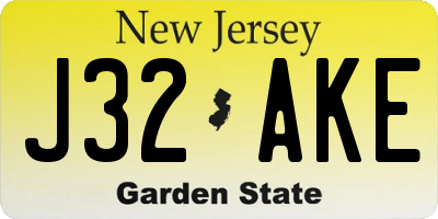 NJ license plate J32AKE