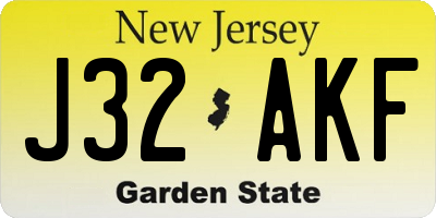 NJ license plate J32AKF