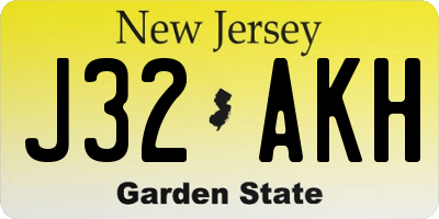 NJ license plate J32AKH