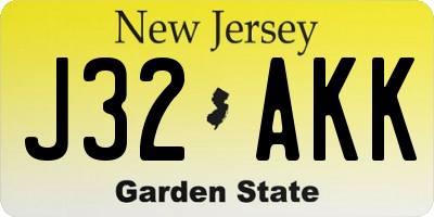 NJ license plate J32AKK