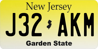 NJ license plate J32AKM