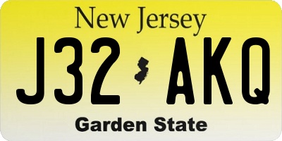 NJ license plate J32AKQ