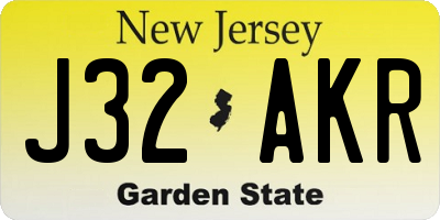 NJ license plate J32AKR