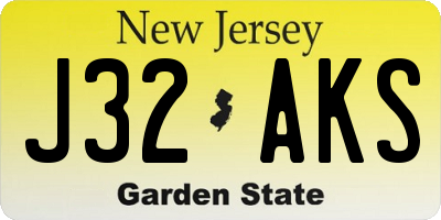 NJ license plate J32AKS