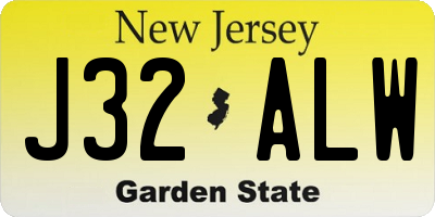 NJ license plate J32ALW