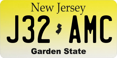 NJ license plate J32AMC
