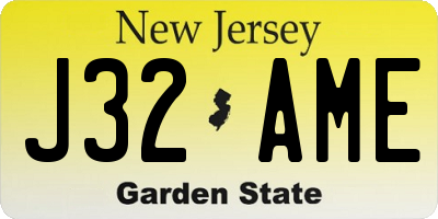 NJ license plate J32AME