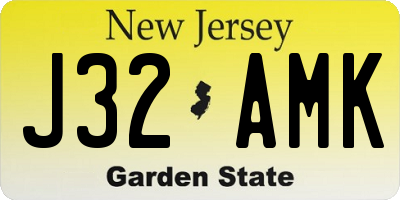NJ license plate J32AMK