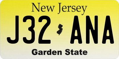 NJ license plate J32ANA