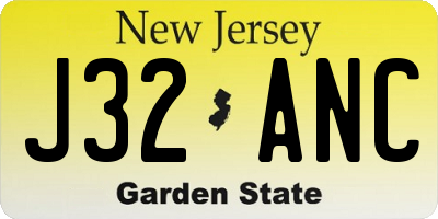 NJ license plate J32ANC