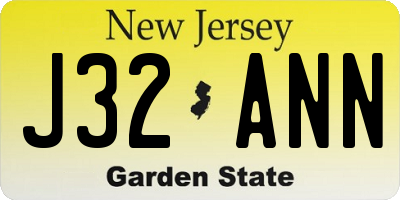 NJ license plate J32ANN