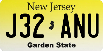 NJ license plate J32ANU
