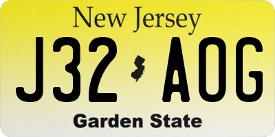NJ license plate J32AOG