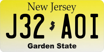NJ license plate J32AOI
