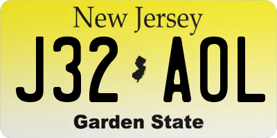NJ license plate J32AOL