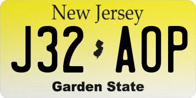NJ license plate J32AOP