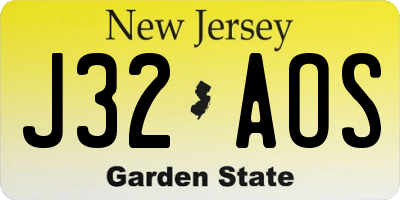 NJ license plate J32AOS