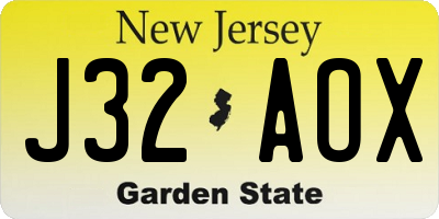 NJ license plate J32AOX