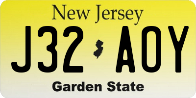 NJ license plate J32AOY