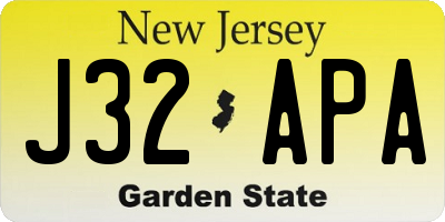 NJ license plate J32APA