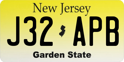 NJ license plate J32APB