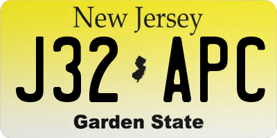 NJ license plate J32APC