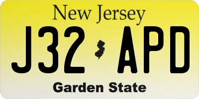 NJ license plate J32APD