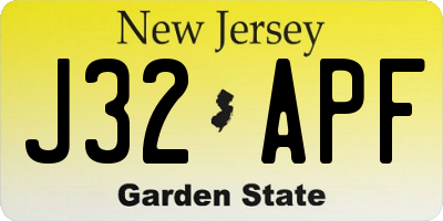 NJ license plate J32APF