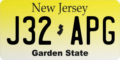 NJ license plate J32APG