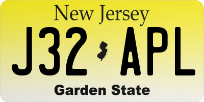 NJ license plate J32APL