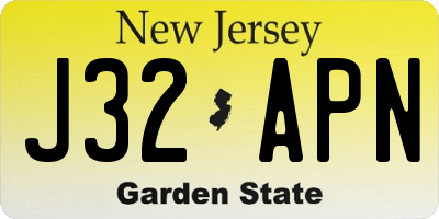NJ license plate J32APN