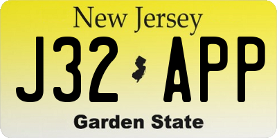 NJ license plate J32APP