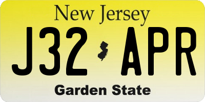 NJ license plate J32APR