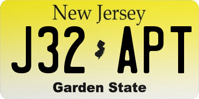 NJ license plate J32APT