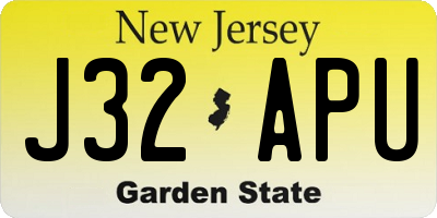 NJ license plate J32APU