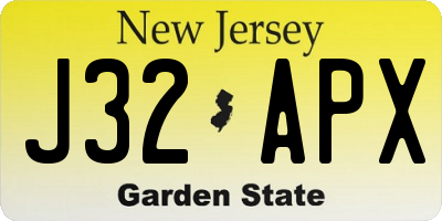 NJ license plate J32APX