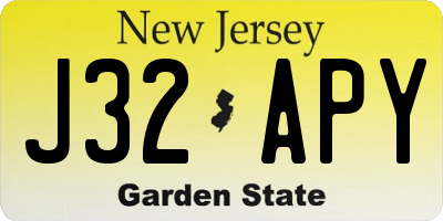 NJ license plate J32APY