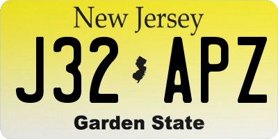 NJ license plate J32APZ