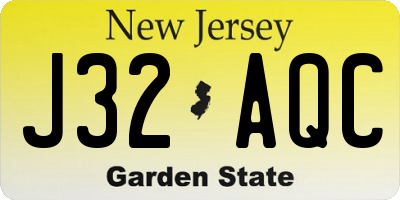 NJ license plate J32AQC