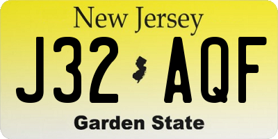 NJ license plate J32AQF