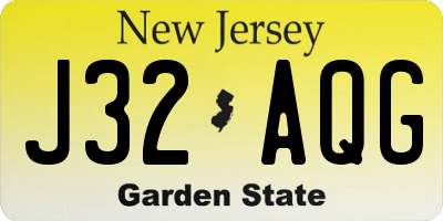NJ license plate J32AQG