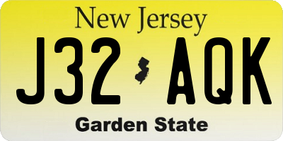 NJ license plate J32AQK