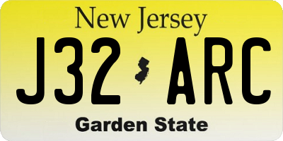 NJ license plate J32ARC