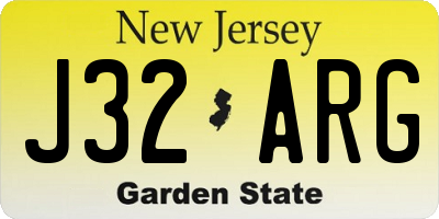 NJ license plate J32ARG