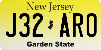 NJ license plate J32ARO